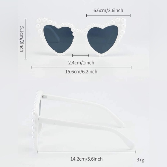 💕White Heart Shaped Pearl Sunglasses - Picture 5 of 5